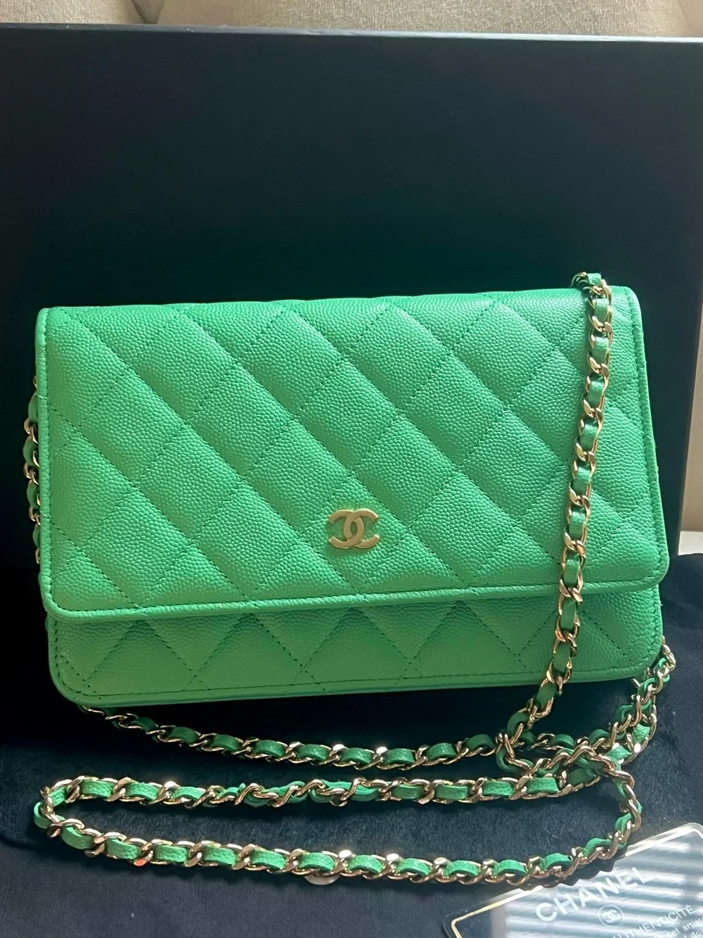💚💚Chanel Caviar Green WOC Wallet On Chain